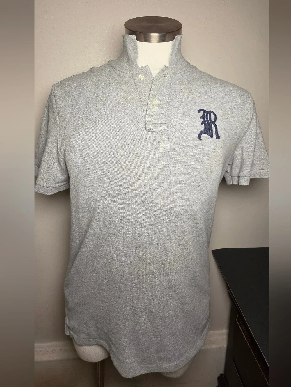 Rugby Ralph Lauren Light Gray Polo with Navy 'R' Crest